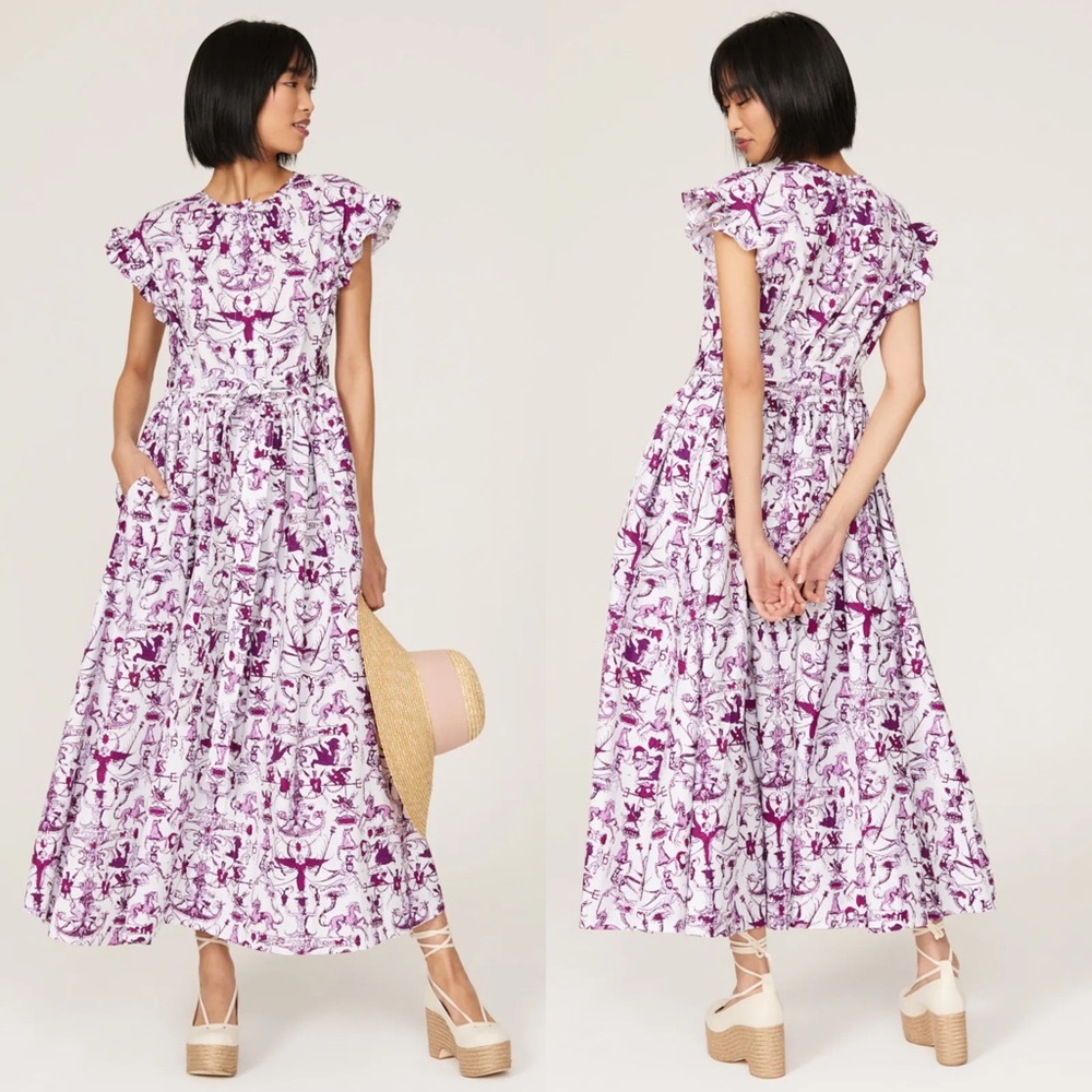 Patou Ruffle Sleeve Maxi Dress